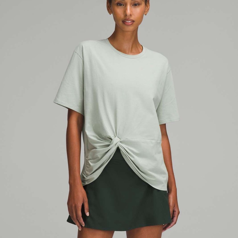 🍋 Lululemon Twist-Front Oversized T-Shirt Jade Grey 22" Ptp